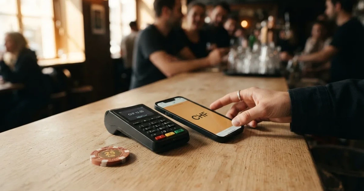 Kartenterminal und Smartphone mit einer ausstehenden Zahlungsbenachrichtigung — 5 franken bonus ohne einzahlung casino