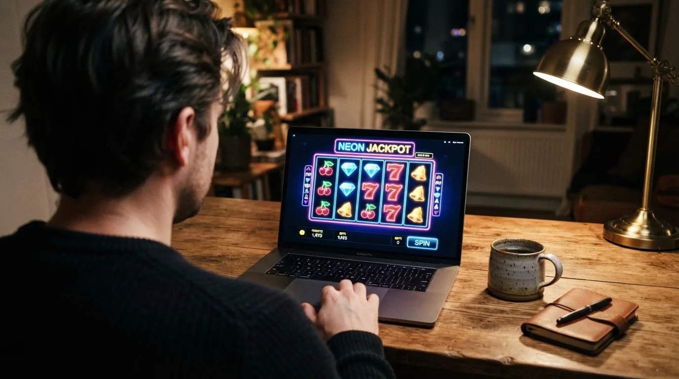 Person am Laptop liest eine Übersichtsseite zu Geldspielen im Internet — aviator online casino