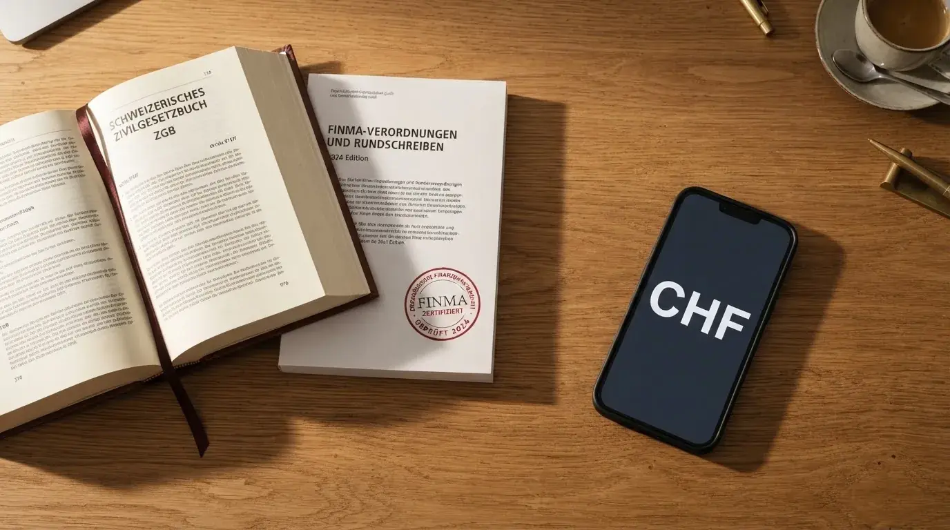 Amtliches Schreiben mit Stempel auf einem Schreibtisch neben einem Gesetzbuch — beste live baccarat schweiz