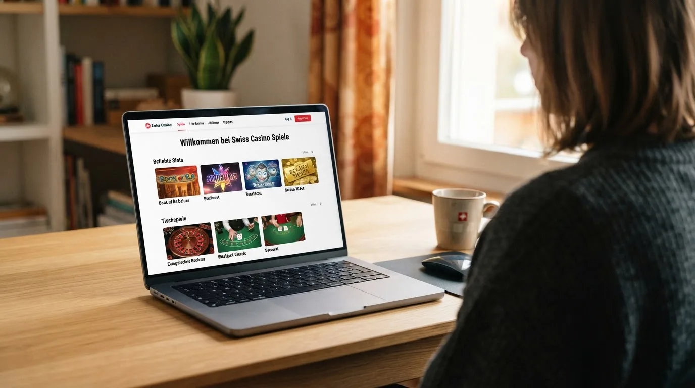 Person am Laptop liest eine Übersichtsseite zu Geldspielen im Internet — bitcoin cash casino vergleich